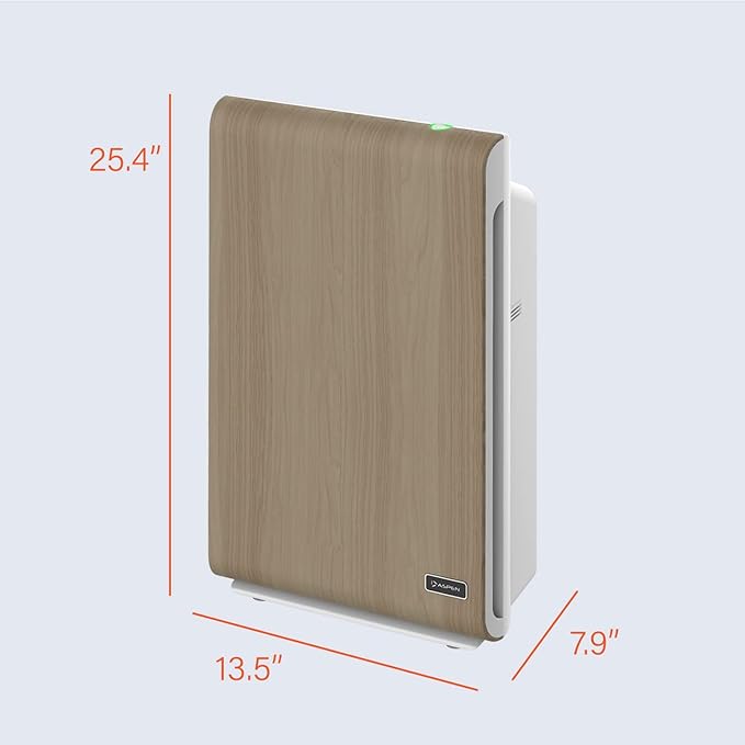 Aspen One Button Air Purifiers for Home, Cleans 1500 SqFt in 50min and 362 SqFt in 12min, HEPA Air Purifier with Automatic and App Control - Filtrate 99.97% of Smoke, Pollen, and more - Gold Oak