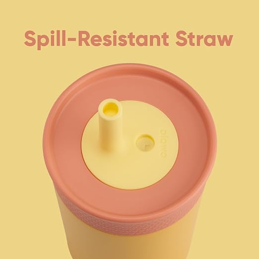Owala Kids Insulation Stainless Steel Tumbler with Spill Resistant Flexible Straw, Easy to Clean, Kids Water Bottle, Great for Travel, Dishwasher Safe, 12 Oz, Pink and Purple (Lilac Rocket)