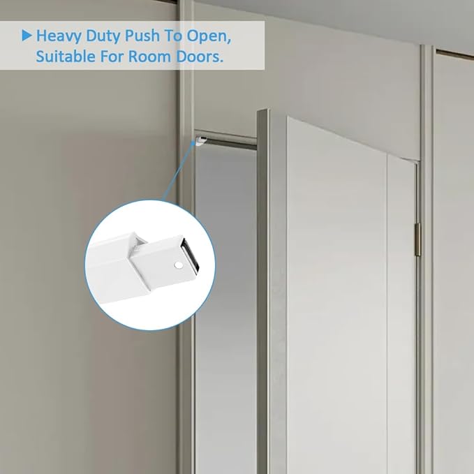 Heavy Duty Push to Open Door Latch, 5 Pack White Magnetic Push Latches, Hidden Push Touch Latch Hardware for Push to Open Cabinet, Magnetic Door Catch for Cabinet Drawer Wardrobe Kitchen Door
