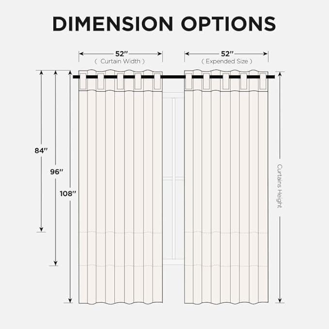 Joydeco 108 Inch Blackout Curtains for Bedroom, Thermal Insulated Black Out Curtains 2 Panels Set, Room Darkening Drapes for Living Room Window Rod Pocket Back Tab (W37 x L108 Inch, Light Beige)