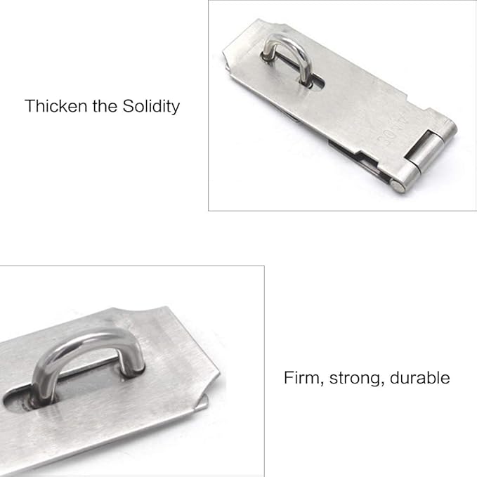 Door Locks Hasp Latch, 3 Inch Stainless Steel Safety Packlock Clasp Hasp Lock Latch, Extra Thick Door Gate Lock Hasp with Screws Brushed Finish 2 Pack