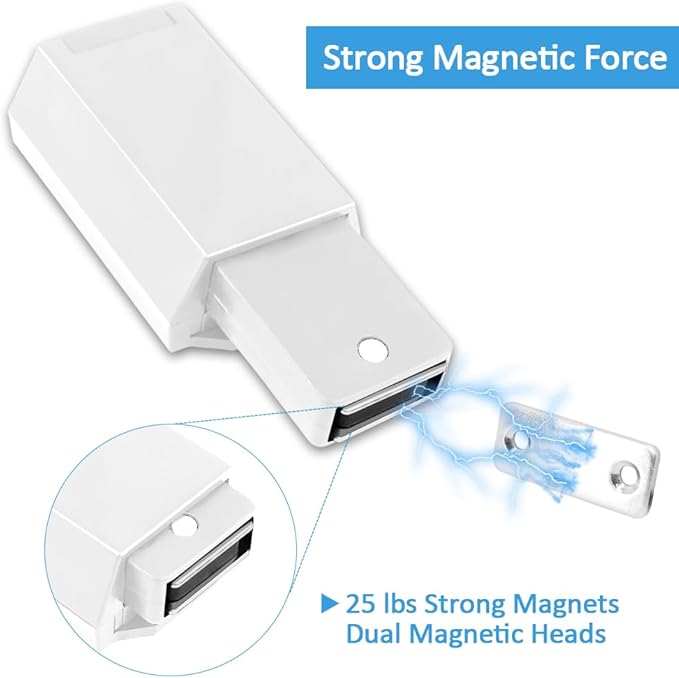 Heavy Duty Push to Open Door Latch, 2 Pack White Magnetic Push Latches, Hidden Push Touch Latch Hardware for Push to Open Cabinet, Magnetic Door Catch for Cabinet Drawer Wardrobe Kitchen Door