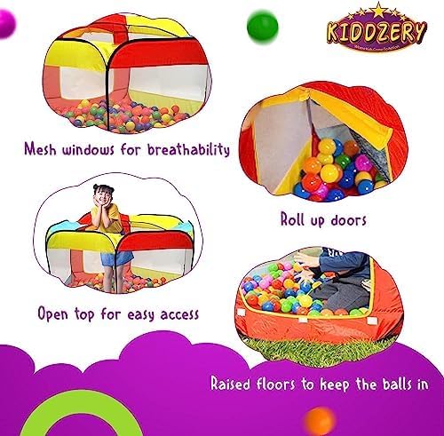 Kids Play Tent with 100 Balls – Extra Large 56″x50″ Pop-Up Ball Pit – Indoor/Outdoor Playhouse with Mesh Windows & Carry Bag