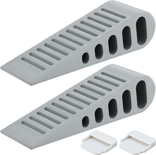 JQK Rubber Door Stopper Wedge, Grey 6 Pack Soft TPR Premium Door Stops for Bottom of Heavy Duty Door on Tile, Concrete, Carpet, Wooden Floor, DSB61-GY-P6