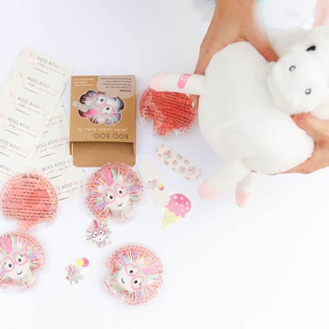Plush Emergency Kit for Home – Compact Travel Size – Kids Medical Kit – Toddler Care Kit – Mini Boo Boo Bag – Small Emergency Kit for Classroom – Lily Unicorn Plush Bag