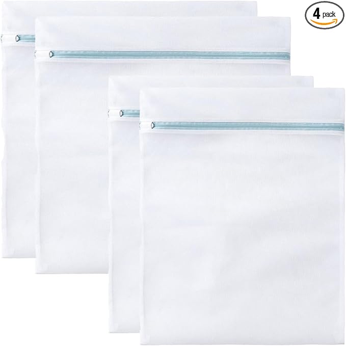 4 Pcs Large Mesh Laundry Bags for Delicates Intimates Lingerie with Zipper 2 Pcs 20” x 24”, 2 Pcs 24” x 24”