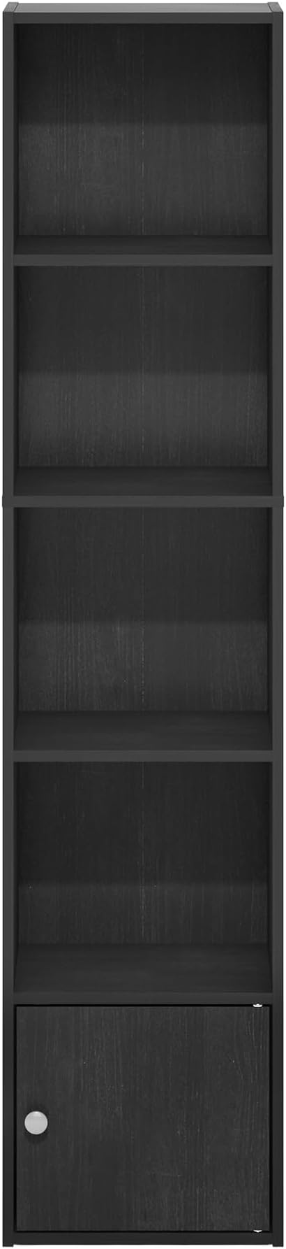 Furinno Luder Shelf Bookcase with 1 Door Storage Cabinet, Blackwood