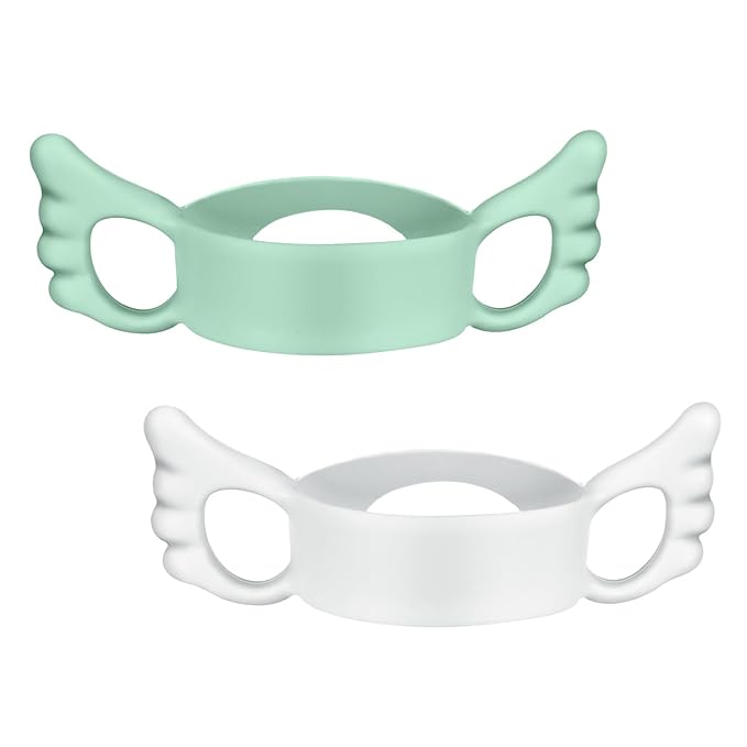 Silicone Baby Bottle Handles - 2PCS Easy Grip Handles for Wide-Neck Bottles (Green/White)