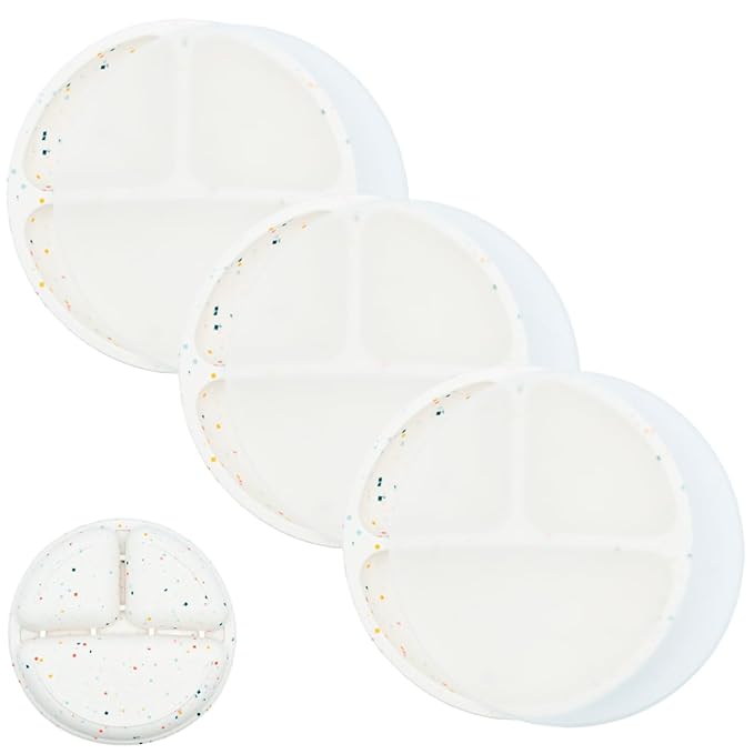 WeeSprout Silicone Divided Plates (With Lids), 100% Food Grade Silicone Divided Plates for Toddlers & Kids, Dishwasher & Microwave Safe