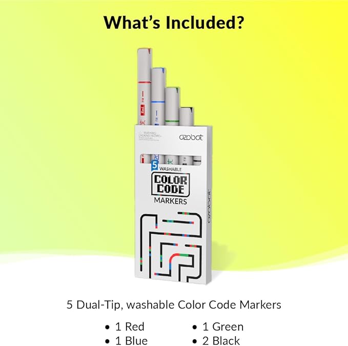 Color Coding Markers: Color Variety for Creative STEM Education, Ideal for Classroom & Home, Enhances Problem-Solving & Critical Thinking Skills, Suitable for Ages 6+, Dual-Sided, 5-Pack