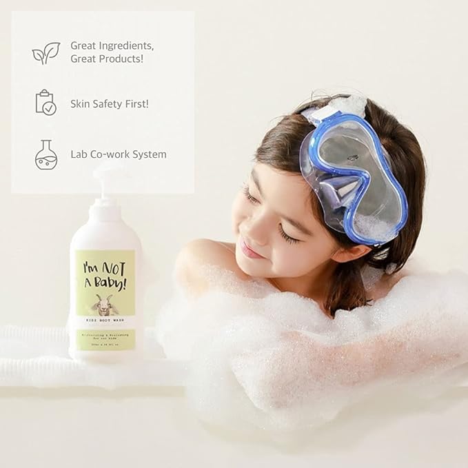 I'm NOT A Baby! Kids Body Wash– Dermatologist Tested, Allergen free, Cruelty-free, PETA, Gentle for Kids, Goat Milk, 16.9 Fl Oz