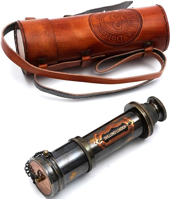 Vintage Brass Ship Telescope – Nautical Marine Spyglass for Sailing, Trekking & Maritime Decoration – Royal Navy Inspired Designer Replica for Sailors & Collectors