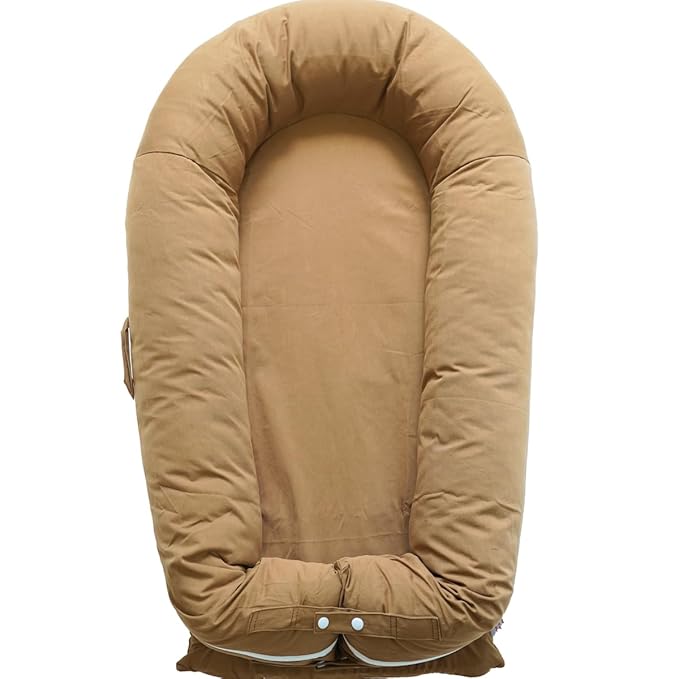 Deluxe Infant Lounger, Baby Nest Cover for Baby Girls & Boys, Newborn Essentials for Baby 0-12 Months, 100% Cotton (GoldenBrown)