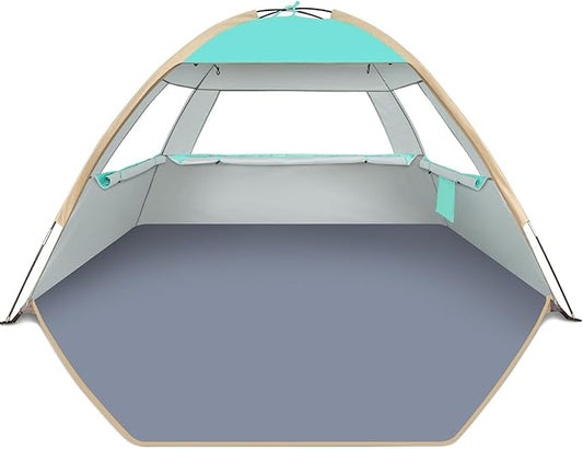 Gorich Beach Tent Sun Shelter for 3/4-5/6-7/8-10 Person with UPF 50＋ UV Protection, Lightweight & Easy Setup Beach Shade Canopy, Portable Beach Shade Tent Beach Cabana