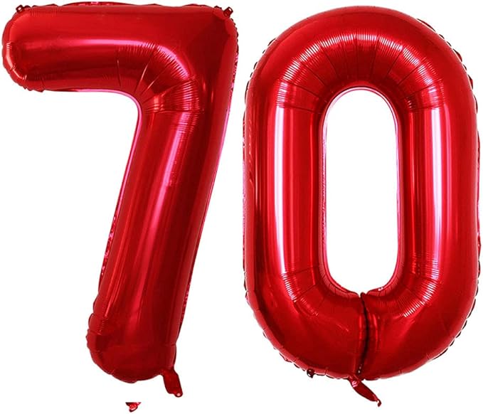 GOER Number 70 Balloons for 70th Birthday Party Decorations,42 Inch Jumbo Foil Helium Balloons for 70th Anniversary (Red)