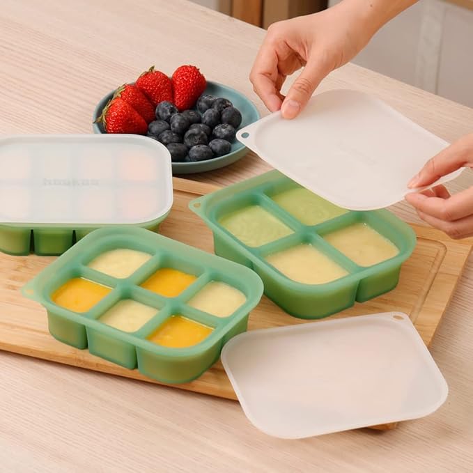 haakaa Silicone Baby Food Freezer Tray with Lid by haakaa - Perfect Storage Container for Homemade Baby Food, Vegetable & Fruit Purees, and Breast Milk, Blush