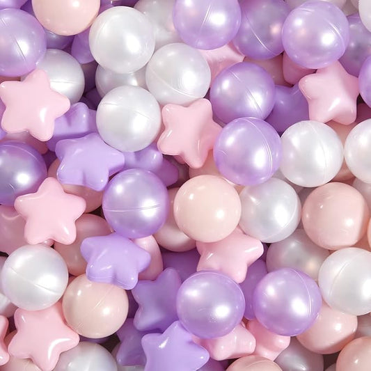 GOGOSO Balls for Ball Pit - Plastic Ball for Toddlers 1-3, Baby Kids Ball Pool Decoration 50 100 200 300 500 1000 (A Purple+Pink+White+Clear, 1000 Balls)