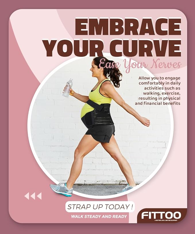 FITTOO Maternity Belt Back Support Belly Band Pregnancy Belt Support Brace Abdominal Binder Waist Support White XL