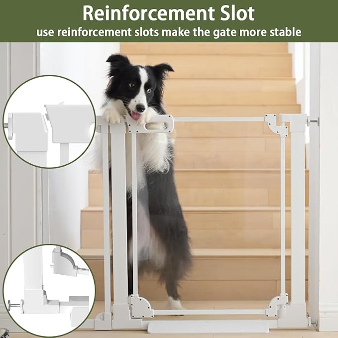 Clear Baby Safety Gate for Stairs,29"-48" Wide, 30" Tall Pressure Mounted Acrylic Pet Gate, Easy Walk Through Auto Close Child Gate for Doorways and House,29.52-47.24"