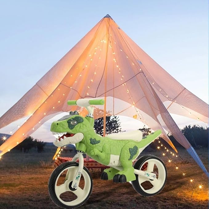 Dinosaur-Themed Toddler Balance Bike Toys for 2-7 Year Old Girls & Boys - Music & Lighting Effects, No-Pedal Training Bike, Best Gifts for Kids with Carbon Steel Frame & Adjustable Handlebar