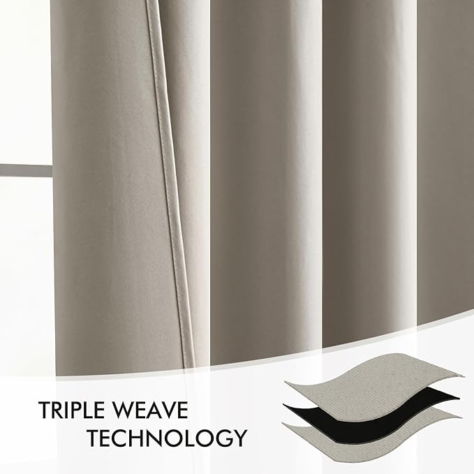 MIULEE Stone Back Tab Blackout Curtains 108 Inch Long 2 Panels Set for Bedroom, Rod Pocket/Pinch Pleat Extra Long Thermal Insulated Living Room Darkening Pleated Light Blocking Drapes