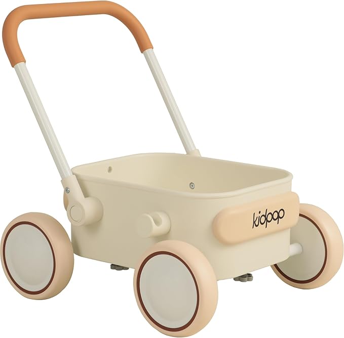 Kidpop PULA 2-in-1 Push and Pull-Along Wagon, Baby Push Walker for First Learner from 7 Month to 4 Year, One Year Birthday Gifts, Sturdy and Safe, Indoors and Outdoors (White)