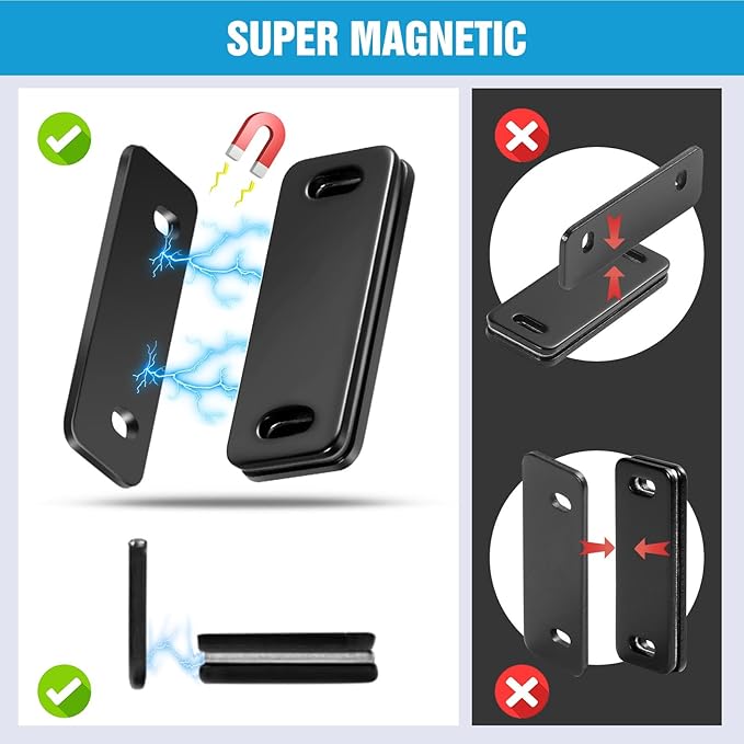 Ultra Thin Cabinet Magnets Door Catch, Adhesive Drawer Latch,Cabinet Magnetic Catch for Kitchen,Closet Door,Cupboard Wardrobe,Sliding Closure,No-Gap Design (White 4PCS)