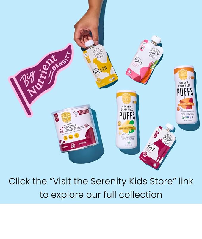 Serenity Kids 6+ Months Baby Food Pouches Chicken & Thyme Puree - BPA-Free Baby Food Puree -Range Chicken & Organic Parsnip & Beet Veggies - 3.5 Oz, 6 Pack