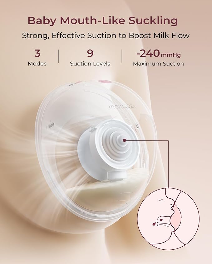 Momcozy M5 Lite Hands-Free Wearable Breast Pump, DoubleFit Flange for Baby-Like Comfort, 3 Modes & 9 Suction Levels, No Flange Insert or Hard Carry Case, 24mm, 2-Pack, Cozy Red