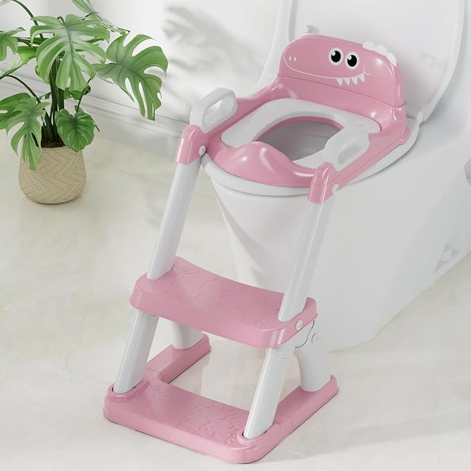 Potty Training Seat, Toddler Toilet Seat for Kids Boys Girls, 2 in 1 Potty Training Toilet for Kids, Splash Guard Anti-Slip Pad Step Stool, Adjust High Potty Chair for Toddler Kid Boys Girls