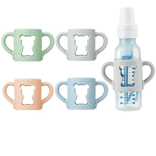 PandaEar 4 Pack Silicone Baby Bottle Handles Compatible with Dr Brown 8 oz/250 ml Narrow Baby Bottles, Baby Feeding Bottle Holder Grips