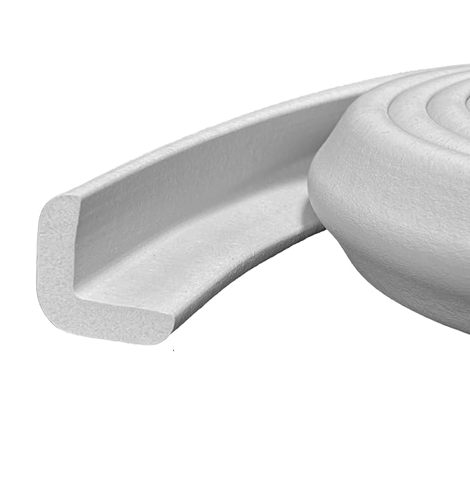 Kidkusion Baby Proof Edge Guards for Safety | Made in The USA | 28 Feet | Off White | Edge Protectors for Furniture, Tables, Fireplaces | Heavy Duty Tape Included