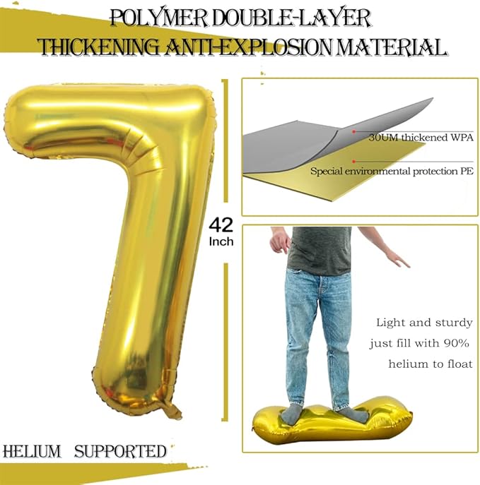 GOER Number 70 Balloons for 70th Birthday Party Decorations,42 Inch Jumbo Foil Helium Balloons for 70th Anniversary (Gold)