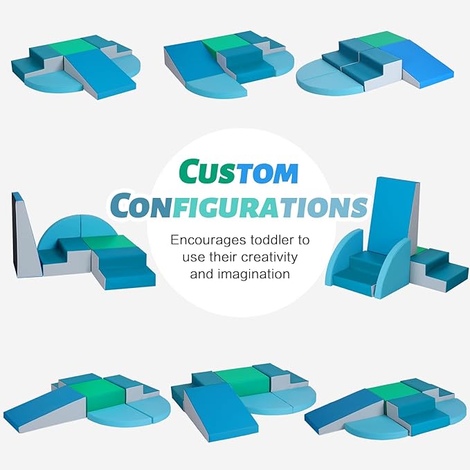 6-Piece Soft PU Leather Toddlers Climbing Toys, Indoor Climb and Crawl Activity Play Set, Foam Play Gym Climbing Structures for Toddlers 3, Baby Foam Blocks for Toddler