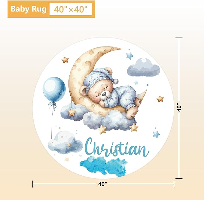 Personalized Baby Bedding Set, 5 Pcs Custom Baby Crib Sets with Name, Toddler Bedding Set for Baby Girls Boys, Blue Bear Double Layer Nursery Bedding Set, Customized Gifts for Infants Kids