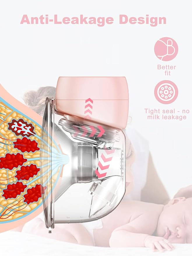 Hands Free Breast Pump, Wearable Breastfeeding Pump 3 Modes & 9 Levels, Double Electric Portable Pump Low Noise with Long Battery Life 2 Pack Pink