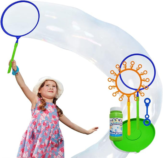 Giant Bubble Wand Set for Kids and Adults with Concentrated Refill, Fun Outdoor and Indoor Activity for Girls, Boys, Toddlers and Children to Enjoy