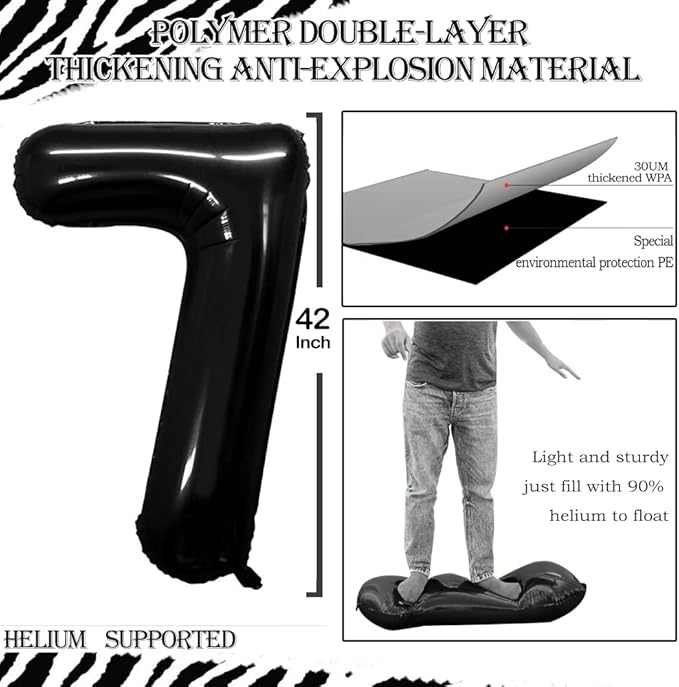 GOER Number 27 Balloons for 27th Birthday Party Decorations,42 Inch Jumbo Foil Helium 72 Balloons for 72nd Birthday Party Decoration (Black)