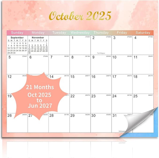 2025-2027 Magnetic Fridge Calendar 21 Monthly Magnetic Calendar for Refrigerator Planner Runs from October 2025 Until June 2027 Easy Organizing Markers Tearable (Colorful)