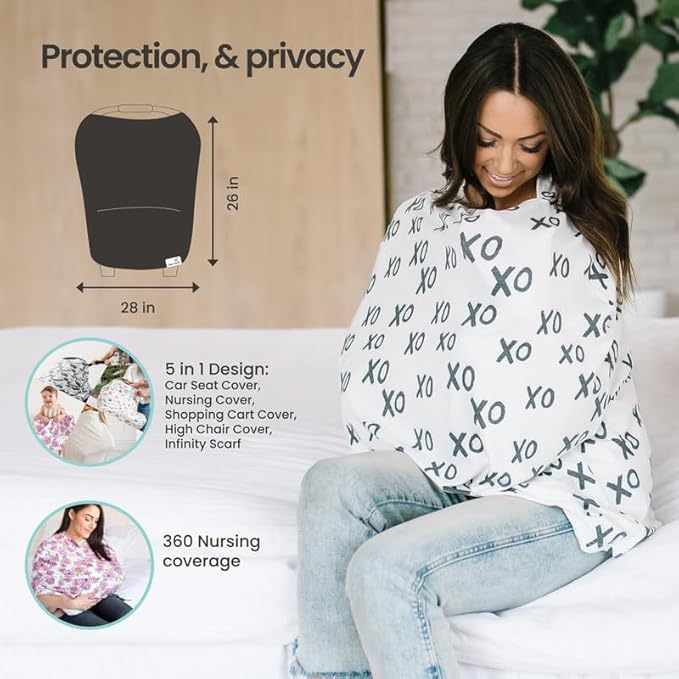 Copper Pearl Multi-Use Cover: Car Seat Covers, Nursing Cover, and Stroller Cover for Sun - Stretchy Fabric, All-Season Use, Stylish Designs, Easy Access for Moms - Tinsel