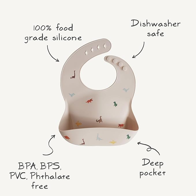 mushie Silicone Baby Bib | Adjustable Fit Waterproof Bibs (Rainbows)