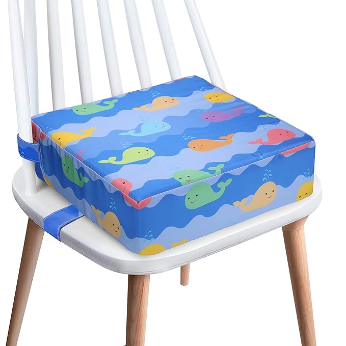 Toddler Booster Seat for Dining Table, 4inch Toddler Cushion, Portable Booster Seats Baby, Adjustable Kids Chair Heightening Booster, Washable Chair Seat Pad Mat for Kids. (Blue)