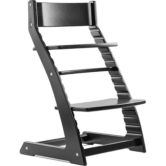 FORNEL Modern Black Wooden High Chair | The Adjustable Grow-with-Me Chair, A Sleek Alternative to Stokke | Perfect for Minimalist & Industrial Kitchens
