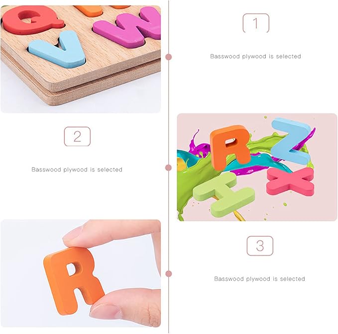 Wooden Puzzles for Toddlers, 2pack Alphabet Shape Puzzles for Kids Wooden Montessori Toddler Wooden Alphabet Number Shape for Kids 3 Years Old Boys & Girls