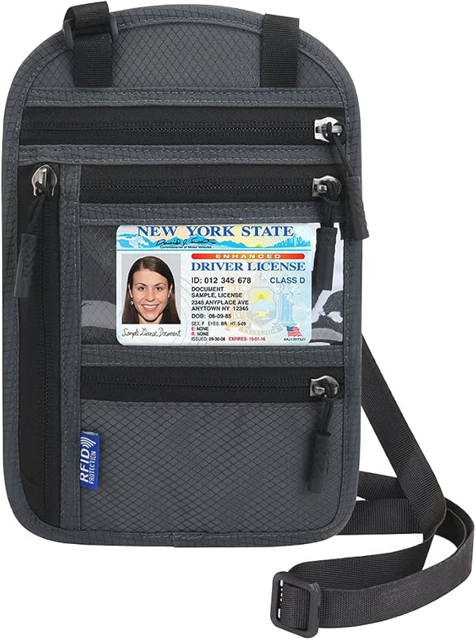 Neck Wallet Lightweight RFID Blocking Waterproof Travel Pouch for Women Men