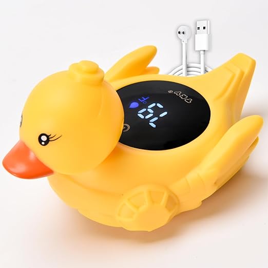 TKY Baby Bath Thermometer with Floating Toys - Digital Water & Room Temperature Monitor, Rechargeable Thermometer with Alerts for Newborn Bath Essentials, Infant Safety