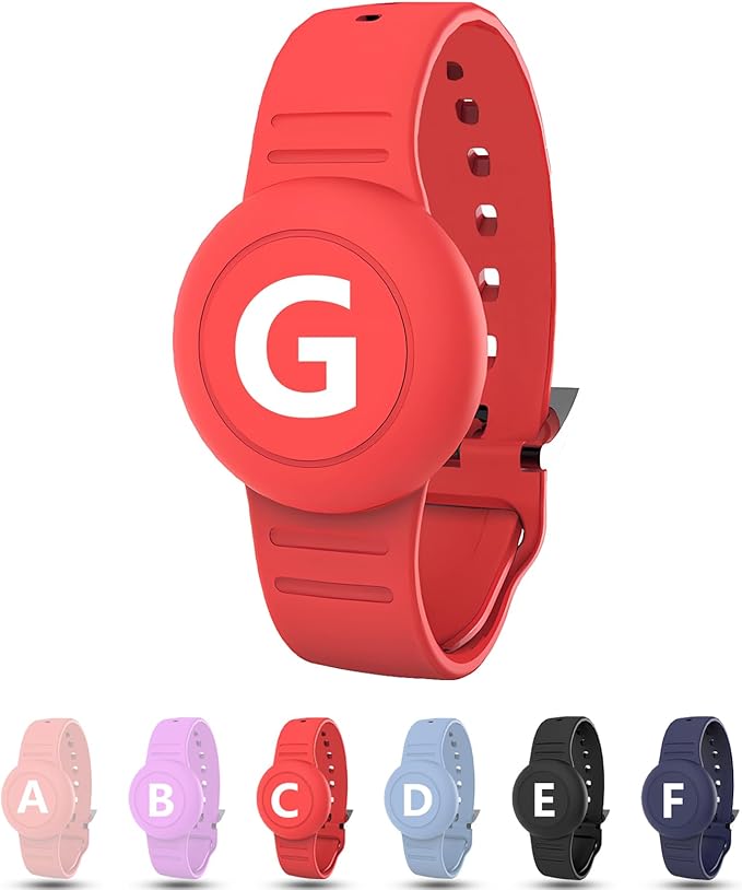 Waterproof Bracelet for AirTag Kids, Personalized Initial Letter Hidden Holder Compatible with Air Tag, Silicone Case for Airtag Adjustable Anti-Lost GPS Tracker for Toddler Child Elder, G