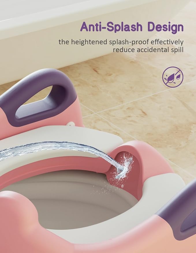 Potty Training Seat, Toddler Potty Training Toilet, Upgrade 2 In 1 Toddler Toilet Seat with Steps Stool Splash Guard and Anti-Slip Pad Soft Cushion, Potty Seats for Toddlers Baby Kids