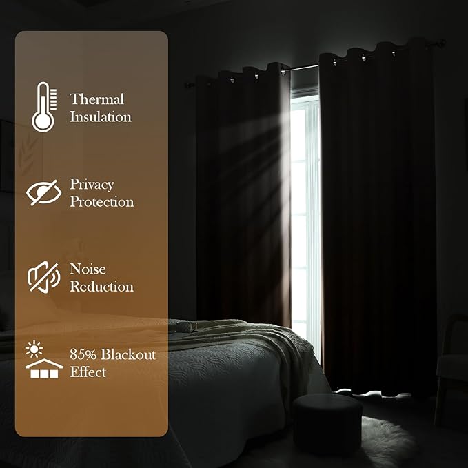 HOMEIDEAS Gold Ombre Blackout Curtains 52 X 84 Inch Length Gradient Room Darkening Thermal Insulated Energy Saving Grommet 2 Panels Window Drapes for Living Room, Bedroom