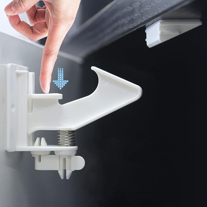 10 Pack 3.5 Inches Longer Cabinet Locks for Babies Child Safety Latches - Vmaisi Baby Proofing Cabinets Drawer Lock with Adhesive Easy Installation